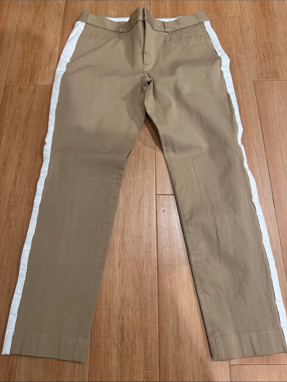 Banana Republic Tan Chinos with White Side Stripes